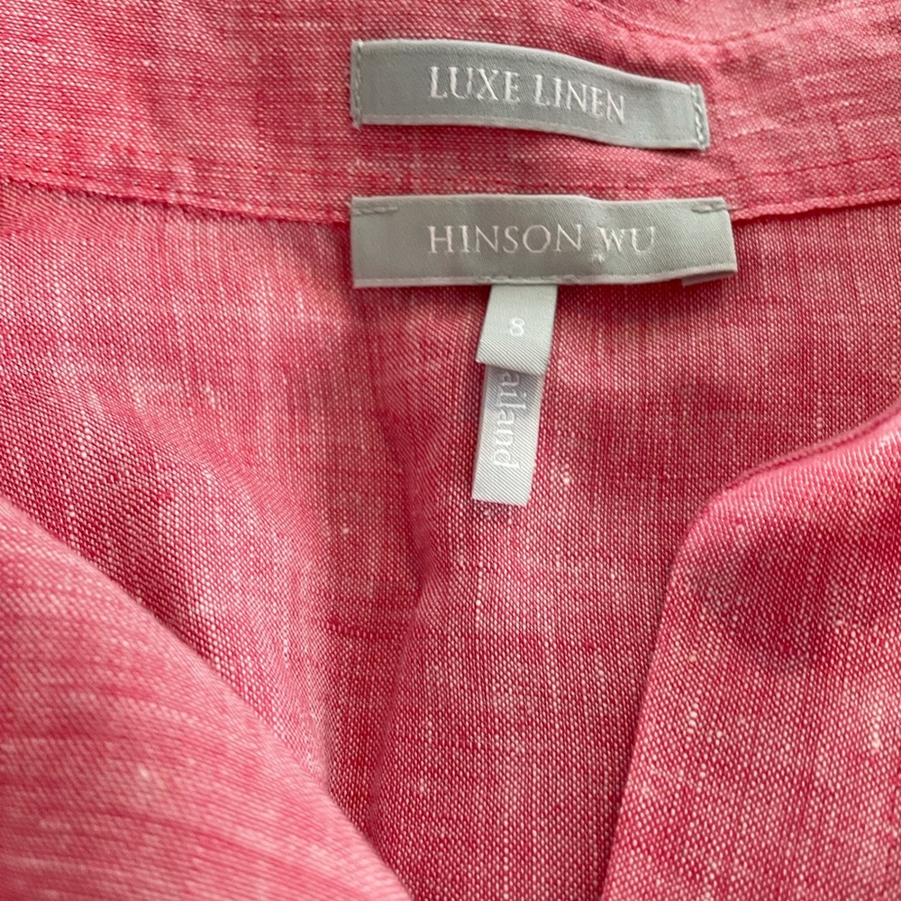 Hinson Wu Lux Linen Red Button Down size 8